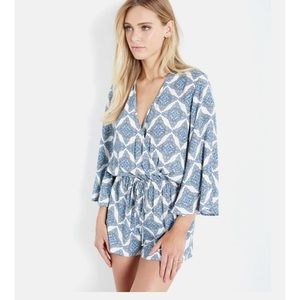 FIFTEEN TWENTY | Blue Floral Geo Print Romper